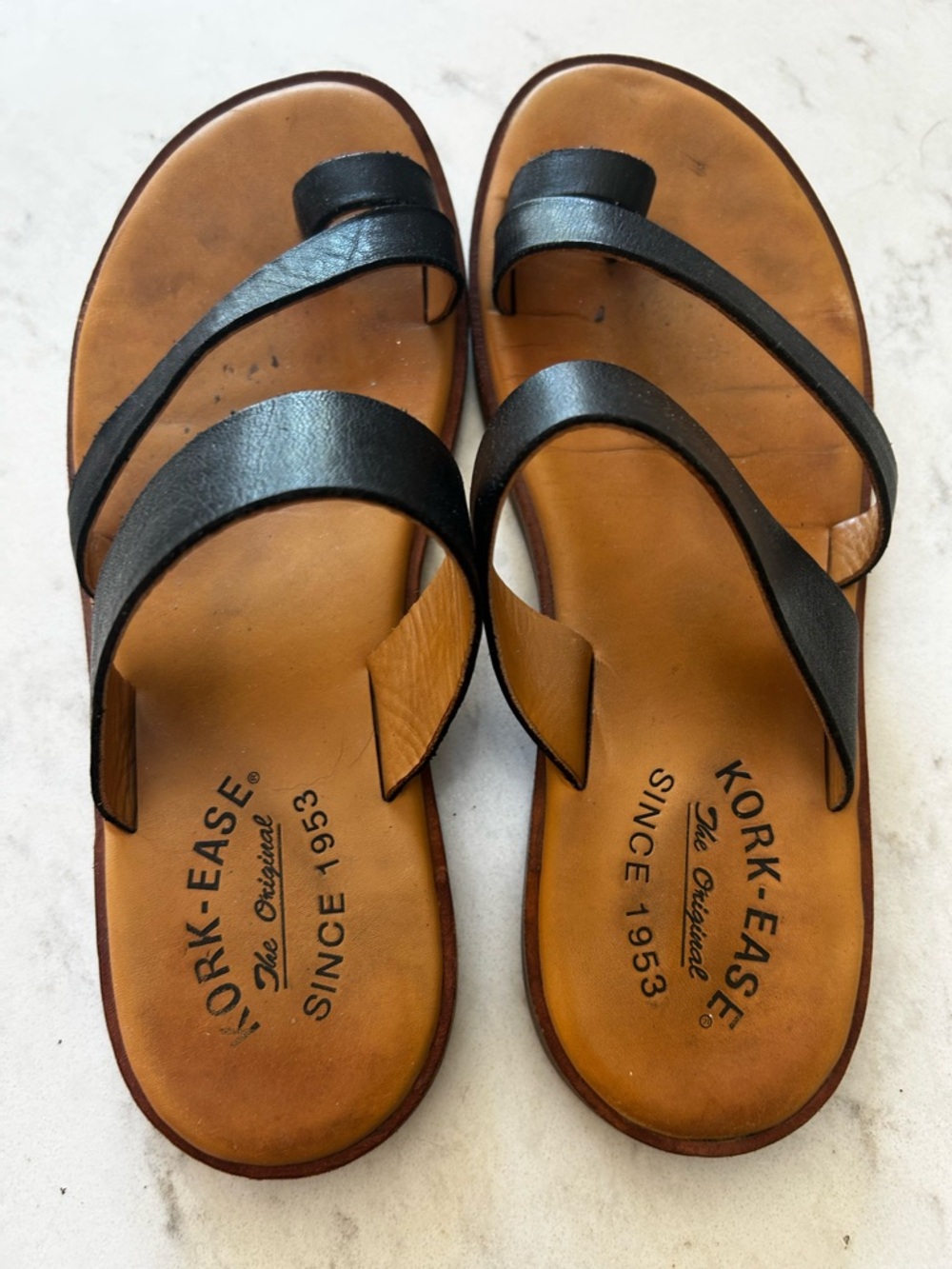 Kork-Ease Black Strappy Leather Sandals